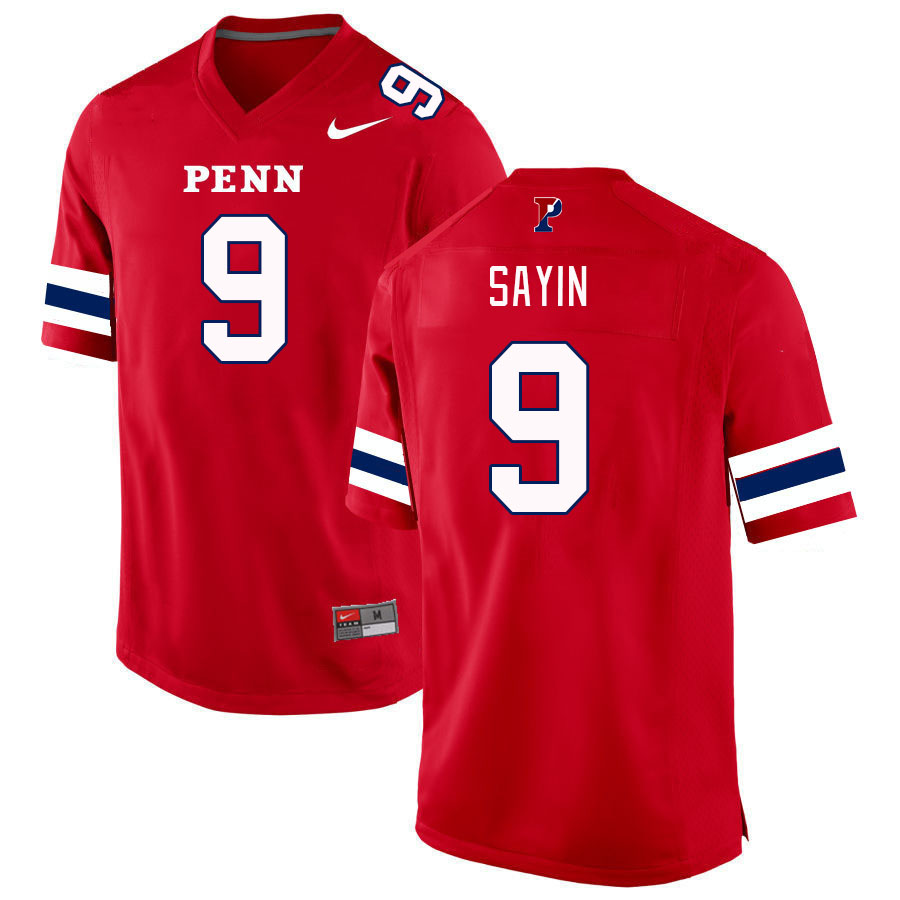 Men-Youth #9 Aidan Sayin Penn-Quakers 2023 College Football Jerseys Stitched-Red